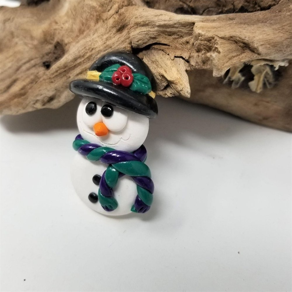 Vintage Snowman & Candy Cane Pins Brooch Holiday - Picture 5 of 10